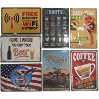 Chapas Decorativas Retro [ Carteles Metálicos Variados 20 x 30 ] Set de 7 Placas para Decoración Vintage | Envío desde…